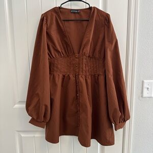 PrettyLittleThing Rust Brown Mini Dress